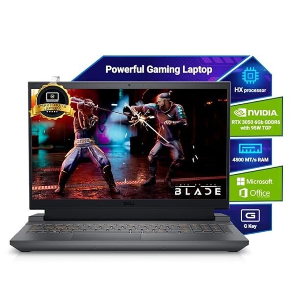 Dell SmartChoice G15-5530, Intel Core i5 13th Gen - 13450HX, NVIDIA RTX 3050-6GB, 16GB RAM, 1TB SSD, FHD 15.6"/39.62 cm, Windows 11, MS Office 24, Dark Shadow Grey, 2.65Kg Gaming Laptop