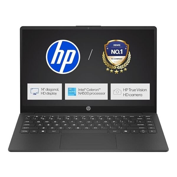 HP 14s Intel Celeron Dual Core N4500 Laptop (8GB/512GB SSD/Win 11) 14.0" HD Display, MSO 24, Black, 1.46kg, DQ3149TU Thin and Light Business Laptop