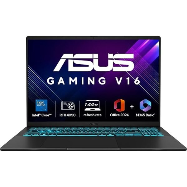 (Refurbished) ASUS Gaming V16 (2025) 14th Gen,Intel Core 7 240H Gaming Laptop (RTX 4050-6GB/16GB RAM/512GB SSD/Windows 11 Home/16/144Hz/M365*/Office Home 2024, Matte Black,1.95 Kg),V3607VU-RP275WS