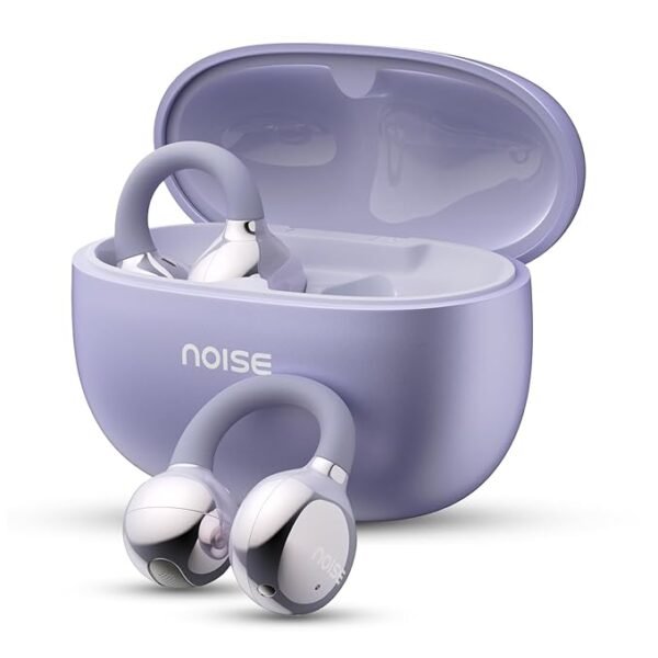 Noise Air Clips Wireless Open Ear Earbuds with Chrome Finish, AirWave™ Technology,Up-to 40H Playtime, Dual Device Pairing, Quad Mic with ENC,12mm Driver,BTv5.4 (Pearl Purple)