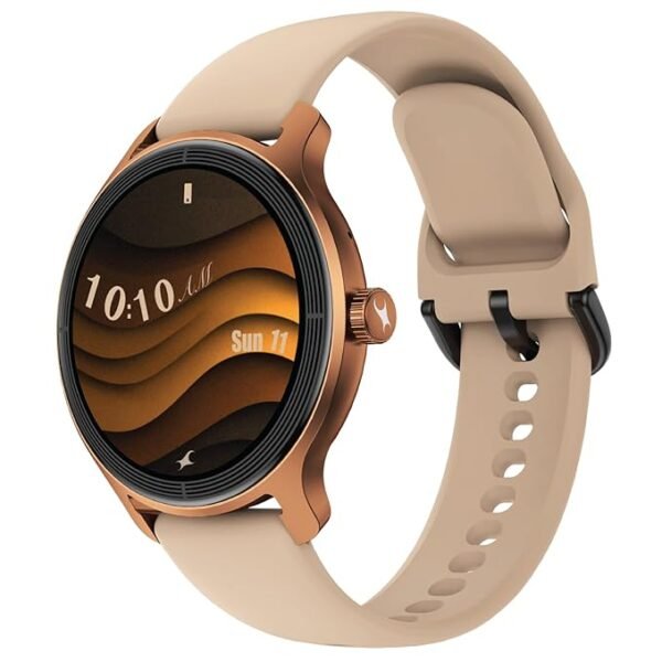 Fastrack Sleek 1.32" AMOLED 42mm Round Display Smart Watch with Silicone Strap, QR Hub, BT Calling, SPO2, Hotkey, Functional Crown, IP68 Water Resistant Upto, 5 Days Battery Life - Dusty Rose