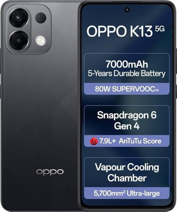 OPPO K13 5G (Prism Black, 8GB RAM 128GB Storage)